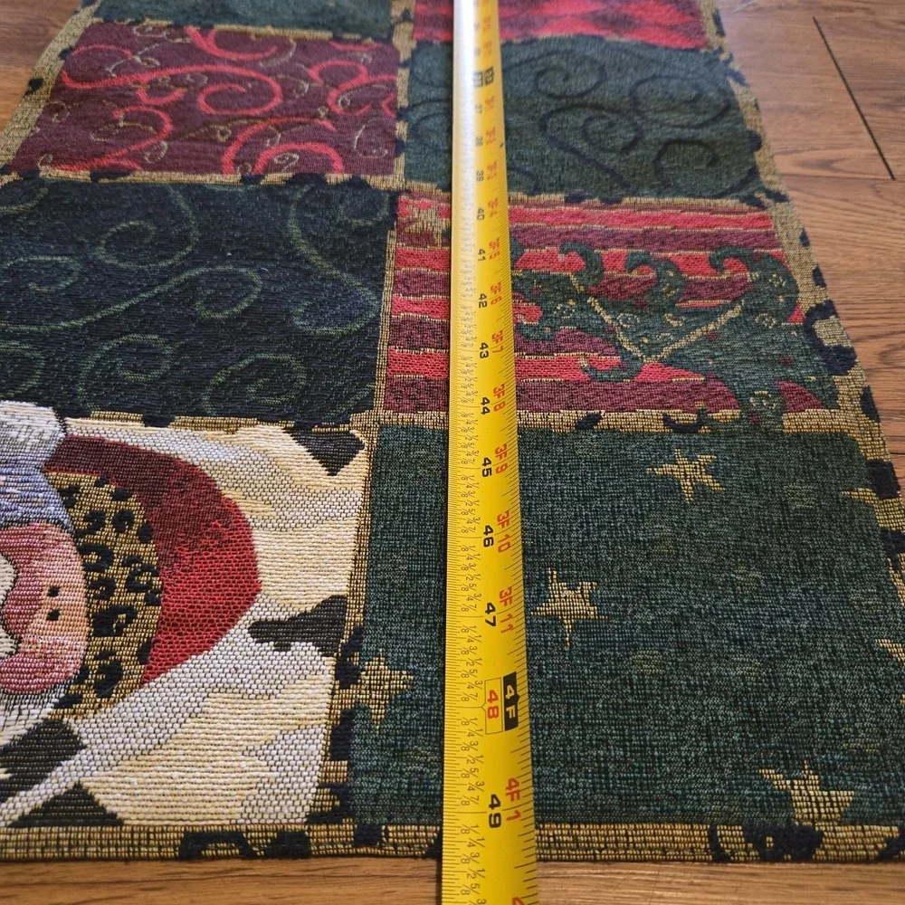 Signature Homestyles Christmas Tapestry Table Runner Santa Patchwork 49